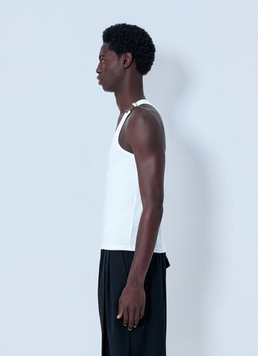 Jean Paul Gaultier Ribbed Tank Top with Metallic Hardware White jpg0364003