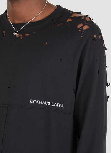 Eckhaus Latta 拼接长袖 T 恤 黑色 eck0145006