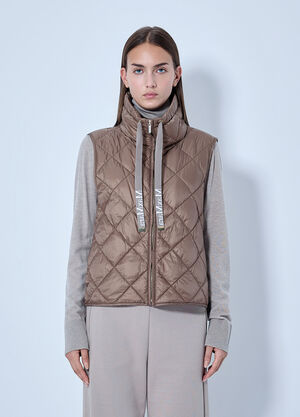 Max Mara Quilted Gilet with High Neck Camel max0266151