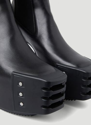 Rick Owens Grilled Platform Heeled Boots Black ric0149037