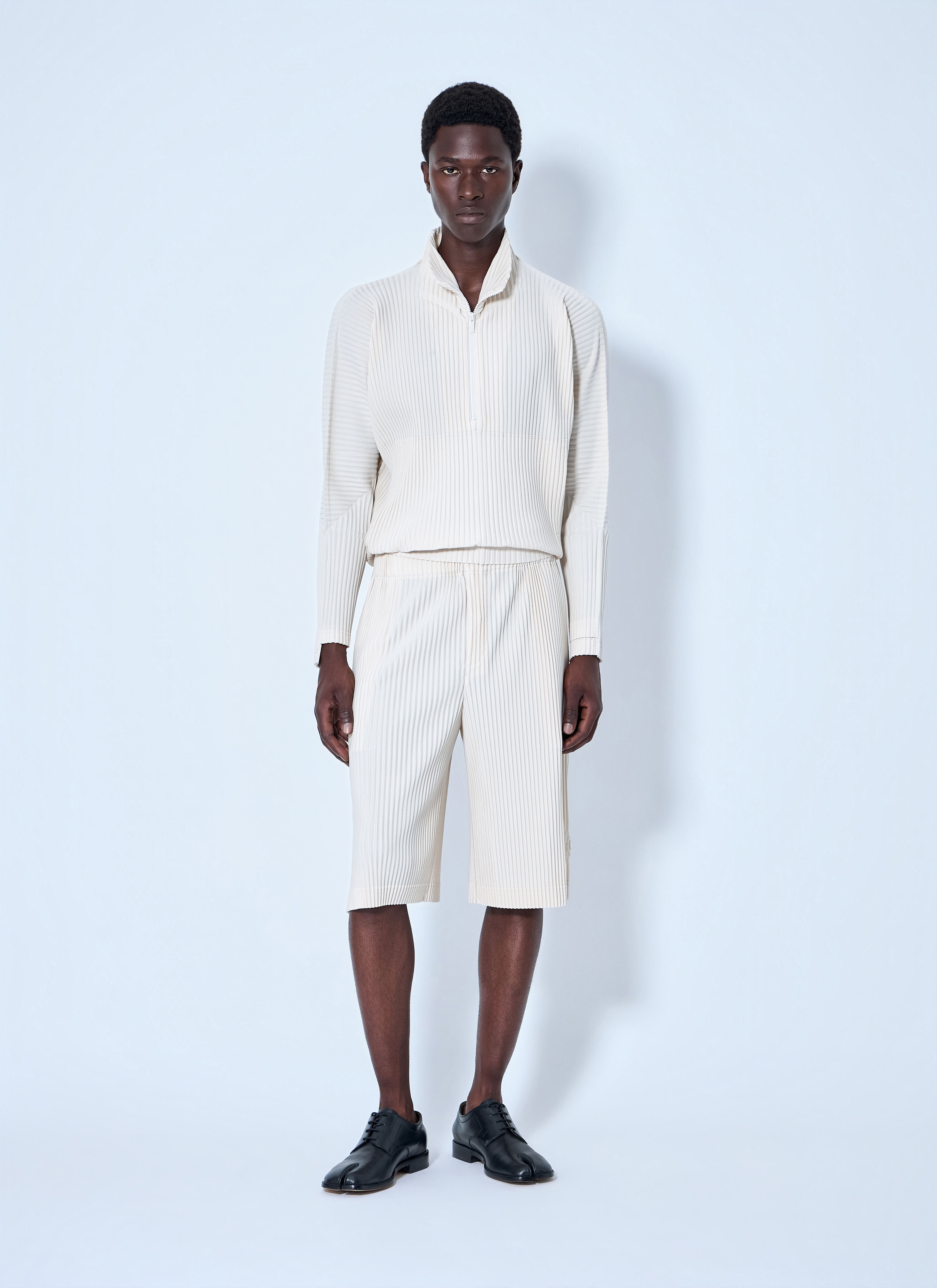 Homme Plissé Issey Miyake Men's' Pleated Shorts in Beige | LN-CC®