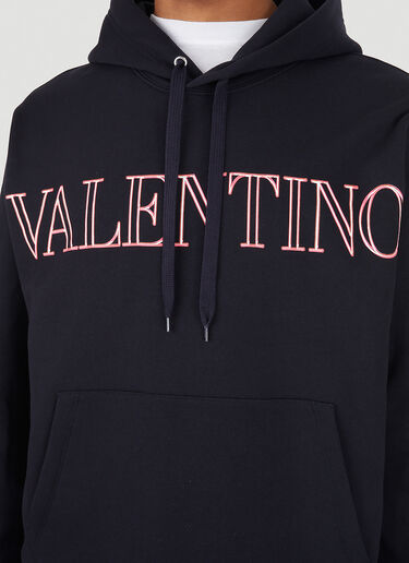 Valentino Neon Universe Logo Print Hooded Sweatshirt Blue val0147004