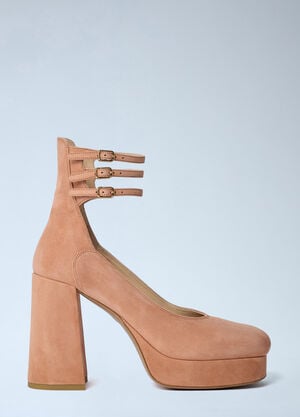 Chloé Loti Suede Platform Pumps Pink chl0262025