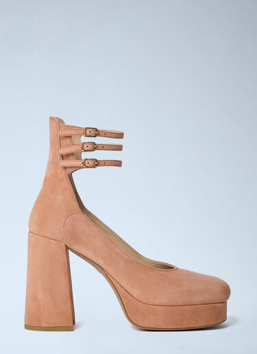 Chloé Loti Suede Platform Pumps Pink chl0262025