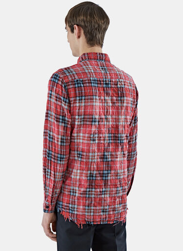 Saint Laurent Checked Frayed Shirt Red sla0124037