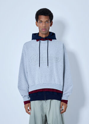 Balenciaga Layered Hoodie with Embroidered Logo Grey bal0165005