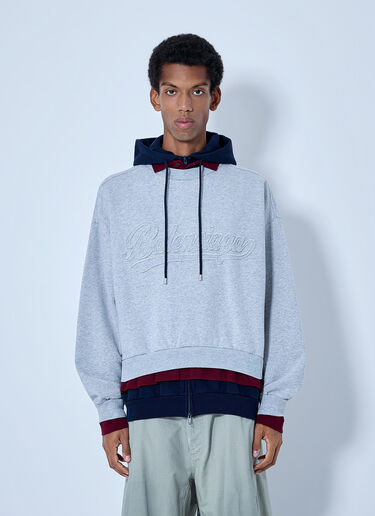 Balenciaga Layered Hoodie with Embroidered Logo Grey bal0165005