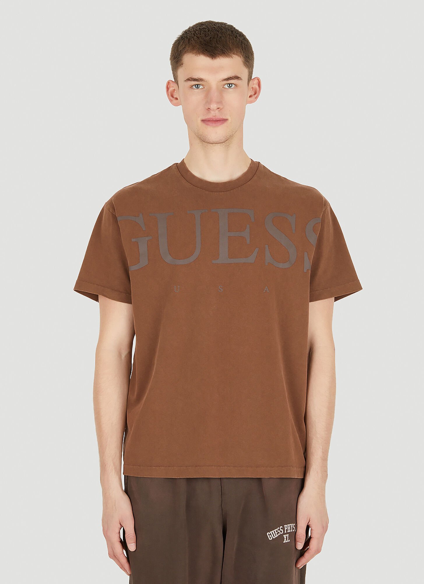 Guess Usa Logo T-shirt Male Brown