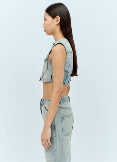 Courrèges Denim Crop Vest Blue cou0255005