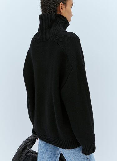 KHAITE Landed High Neck Knit Sweater Black kha0253014