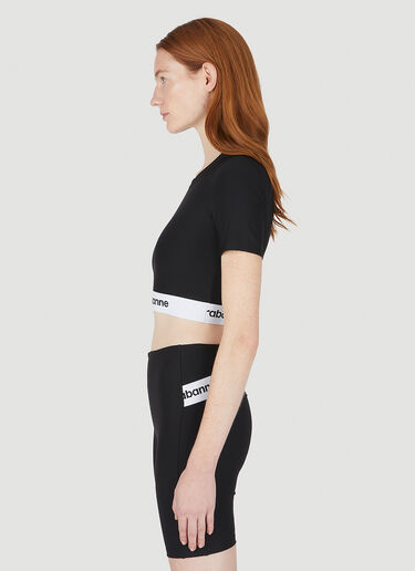 Rabanne Logo Tape Cropped Top Black pac0248006