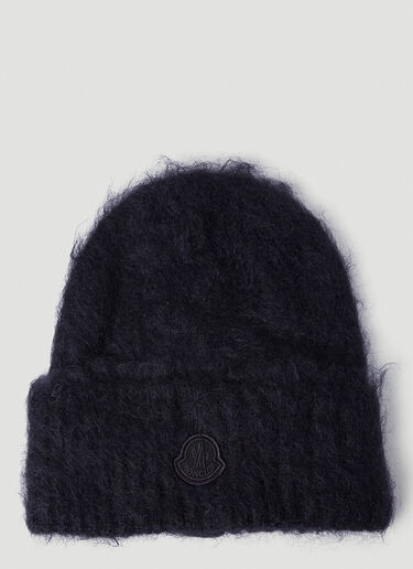 Fuzzy Knit Beanie Hat Moncler Fuzzy Knit Beanie Hat Black mon0254032