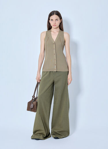 LN-CC® - Max Mara: Ribbed Knit Button-Down Vest - Beige Max Mara Ribbed Knit Button-Down Vest Beige max0265028