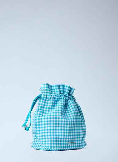 LN-CC® - GANNI: Mini Pouch in Printed Cotton - Blue GANNI Mini Pouch in Printed Cotton Blue gan0265035