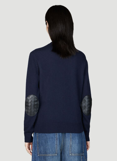 Bottega Veneta Leather Elbows Cashmere Sweater Navy bov0255011
