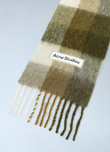 Acne Studios 로고 패치 체크 스카프 그린 acn0154039