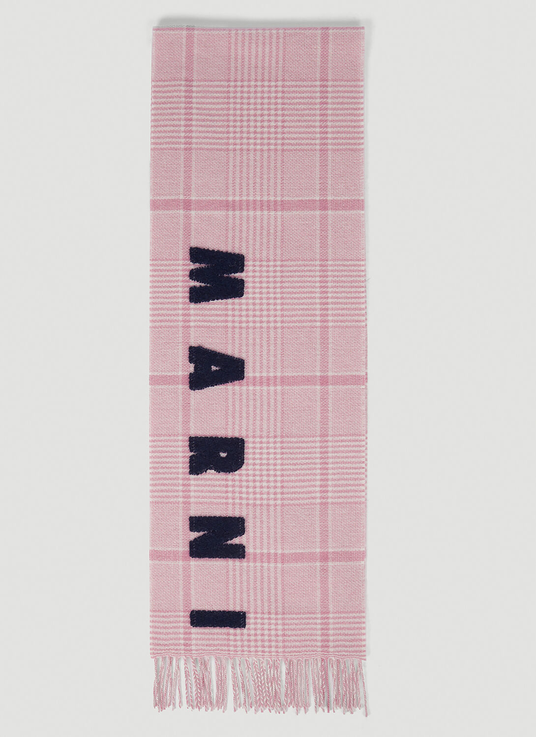 Shop Marni Checked Wool Scarf In Pink