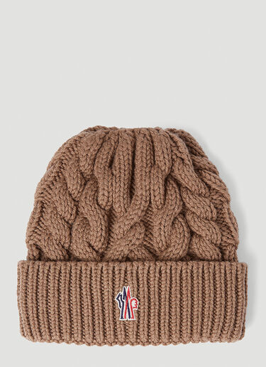 Moncler Grenoble 로고 패치 비니 햇 베이지 mog0253014