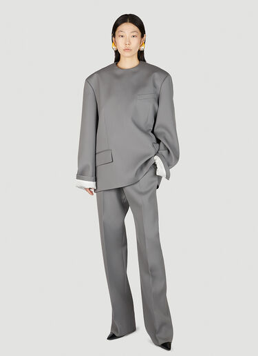 Bottega Veneta Compact Wool Jacket Grey bov0254007