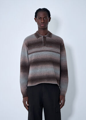 Awake NY Striped Polo Sweater Brown awa0162004