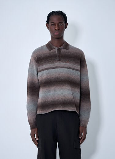 Awake NY Striped Polo Sweater Brown awa0162004