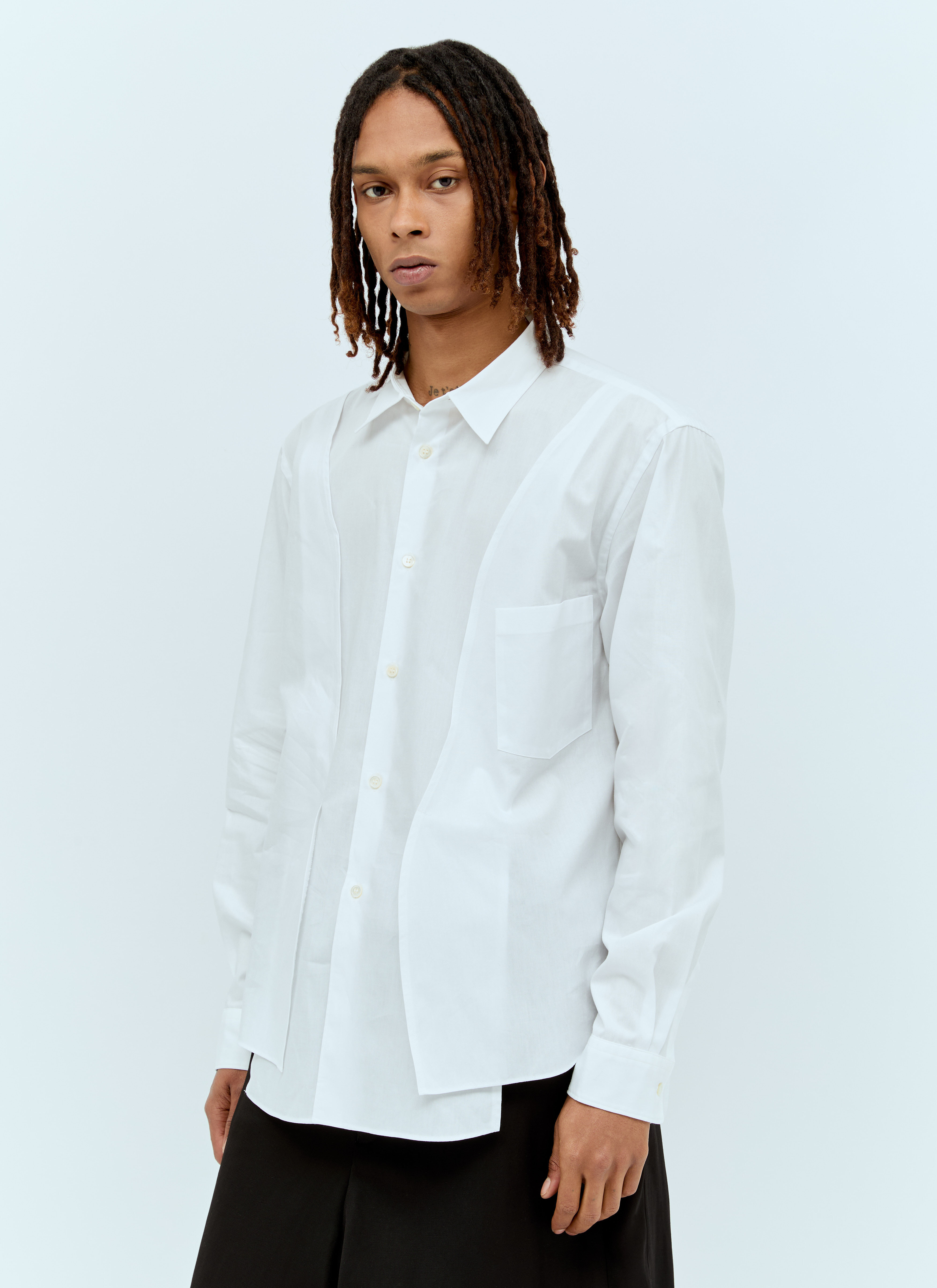 Comme des Garçons Homme Plus カーブパネルシャツ  ホワイト hpl0156001