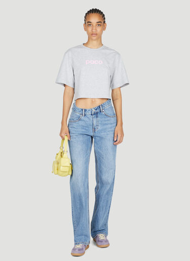 Rabanne ロゴプリントクロップドTシャツ グレー pac0253015