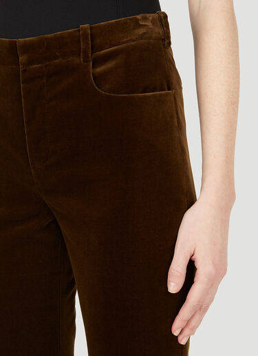 Saint Laurent Flared Velvet Pants Brown sla0247021