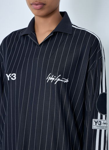 Pinstripe Long Sleeve Polo Shirt Y-3 Pinstripe Long Sleeve Polo Shirt Black yyy0364042