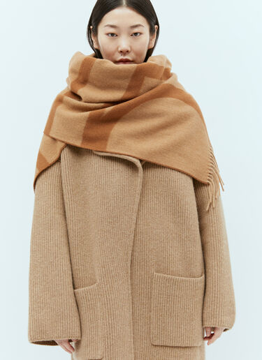 TOTEME Monogram Jacquard Wool Scarf Camel tot0255048