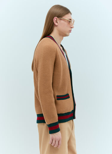 Gucci Wool Knit Web Cardigan Beige guc0155022