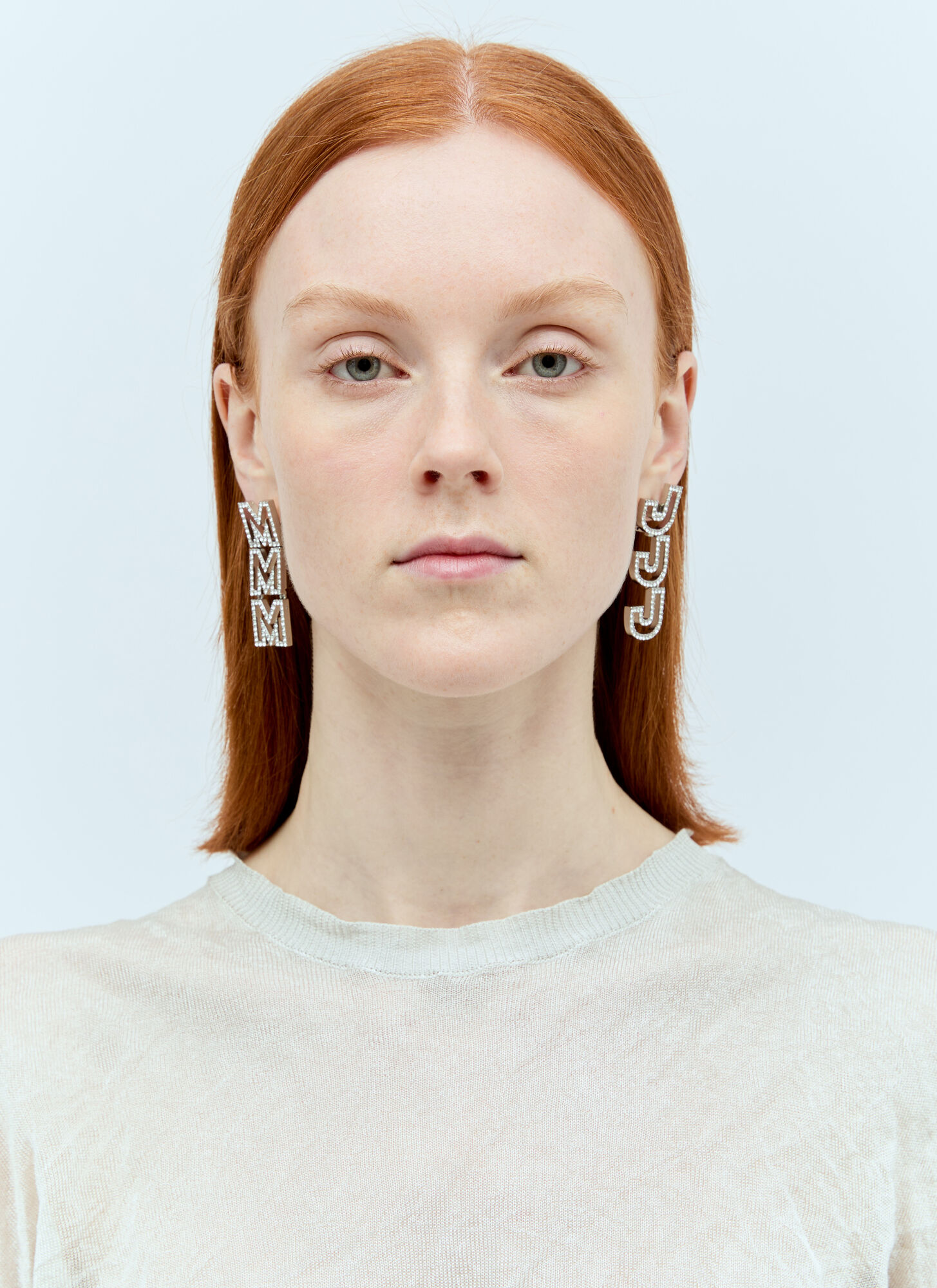 Marc Jacobs Mj Crystal-embellished Earrings In Silver