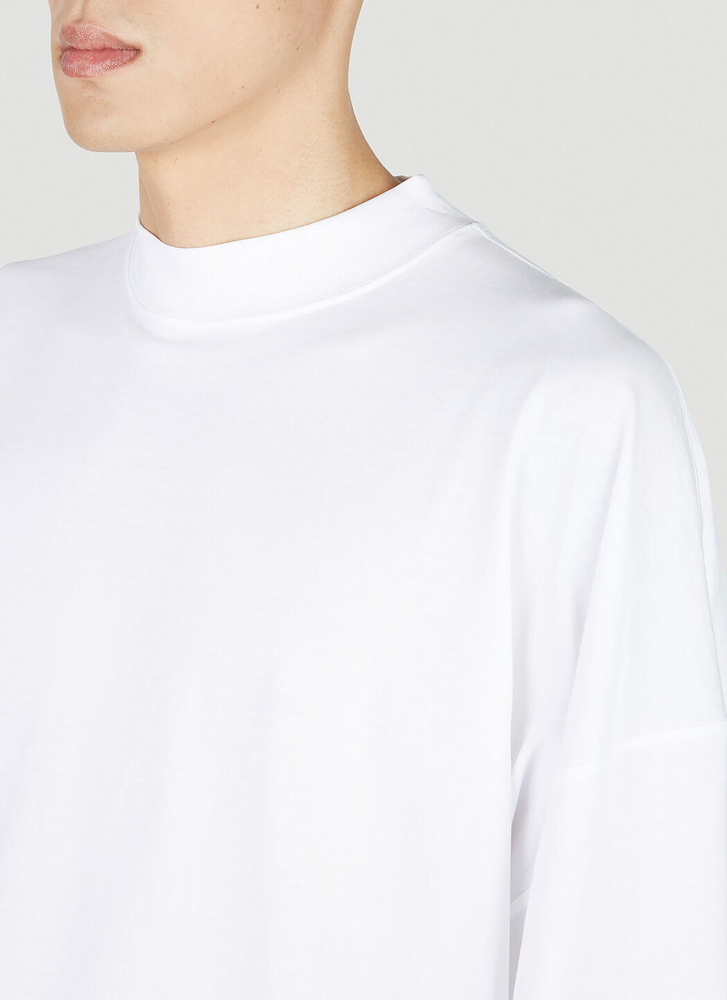 Jil Sander Mock Neck T-Shirt in White | LN-CC