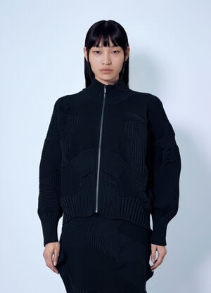 Issey Miyake Kone Kone Ribbed Knitted Jacket Black ism0265013