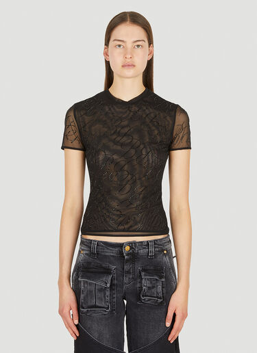 Blumarine 크리스털 B T-셔츠 블랙 blm0252004
