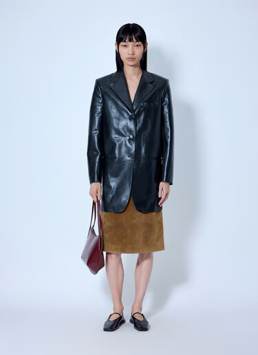 LN-CC® - Jil Sander: Single-Breasted Leather Blazer - Black Jil Sander Single-Breasted Leather Blazer Black jil0266018