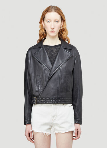 Saint Laurent Oversized Leather Jacket Black sla0243005