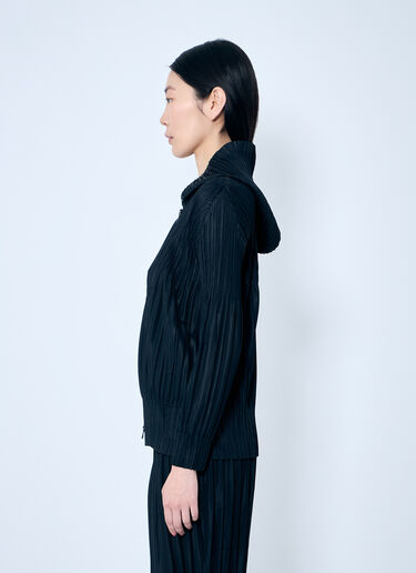 Pleats Please Issey Miyake 후드 주름 집업 탑  블랙 plp0259022