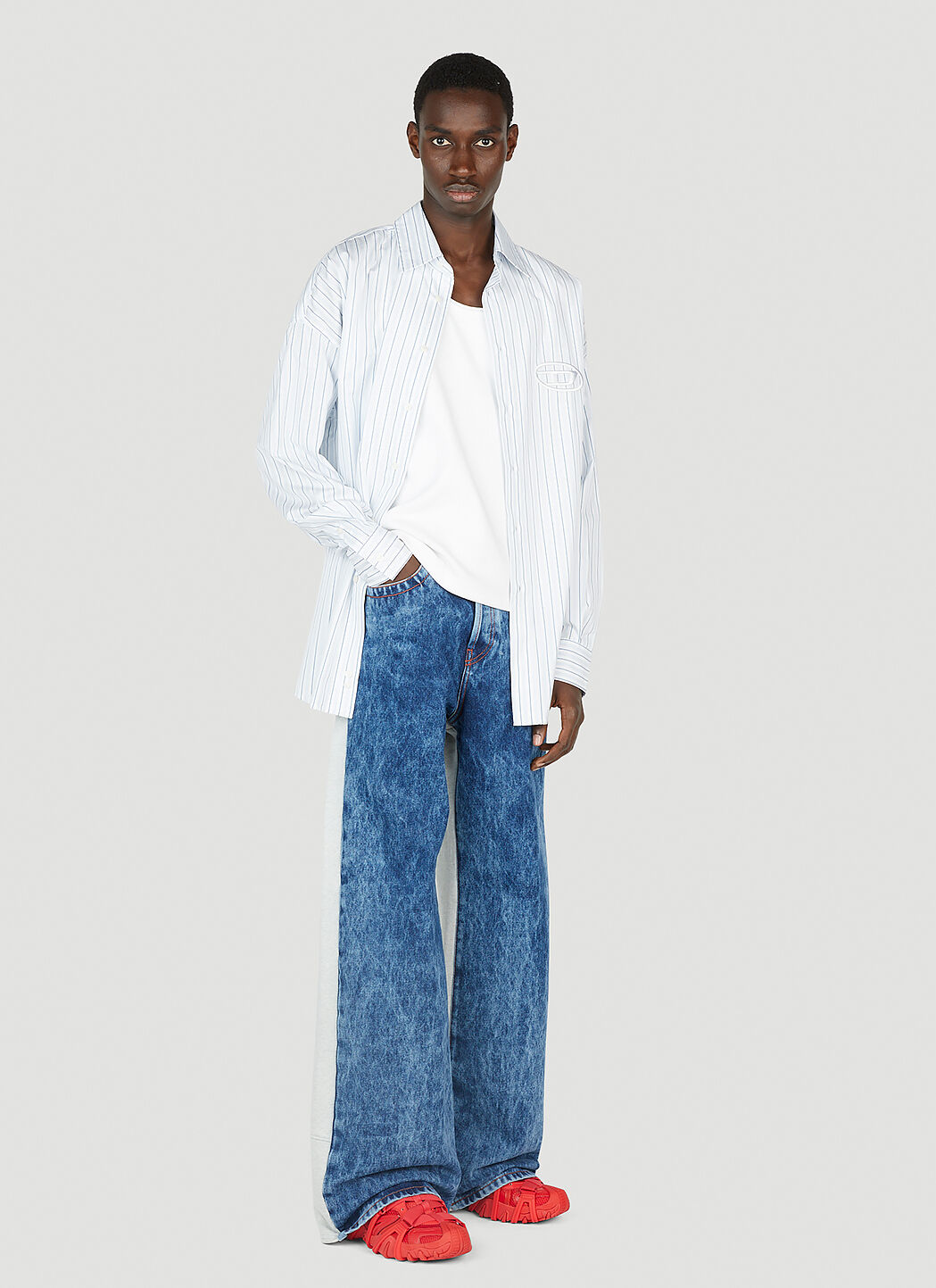 Diesel S Doubly Striped Shirt in White LN CC