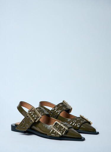 Feminine Buckle Ballerina Flats GANNI Feminine Buckle Ballerina Flats Brown gan0259071