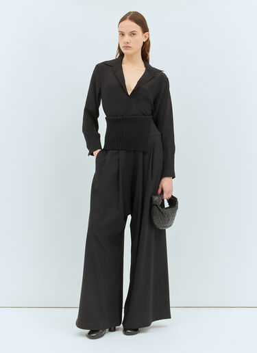Max Mara Long Stretch Wool Pants Black max0258003
