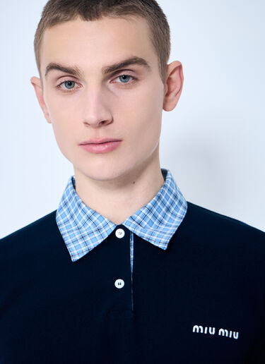 Miu Miu Polo Shirt With Contrast Trims Blue miu0360006