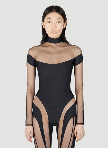 Mugler Cut Out Illusion Bodysuit Black mug0251032