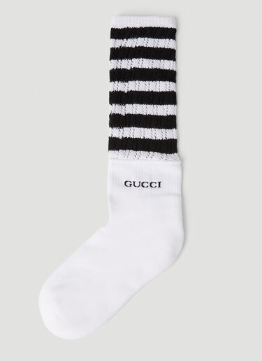 Gucci Striped Logo Socks White guc0252036