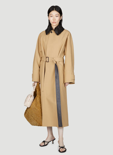 Bottega Veneta Leather Trench Coat Brown bov0255005