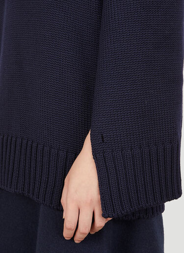Jil Sander Cable Knit Roll Neck Sweater in Blue | LN-CC