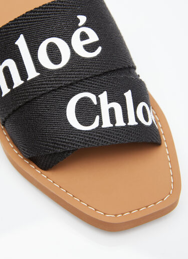 Chloé Logo Print Slides Black chl0255039