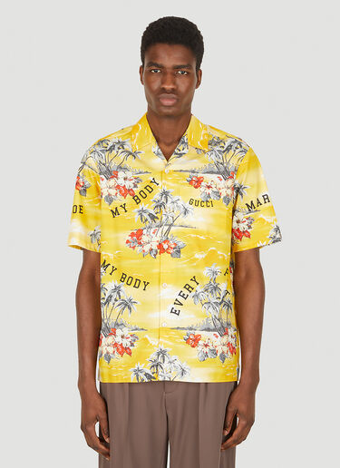 Gucci Ocean Palms Bowing Shirt Yellow guc0150090