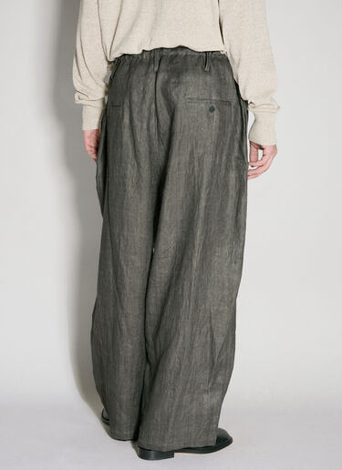 Yohji Yamamoto Drawstring Linen Pants Grey yoy0156003