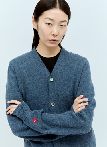 Comme Des Garçons PLAY Wool Knit Cardigan Blue cpl0356009